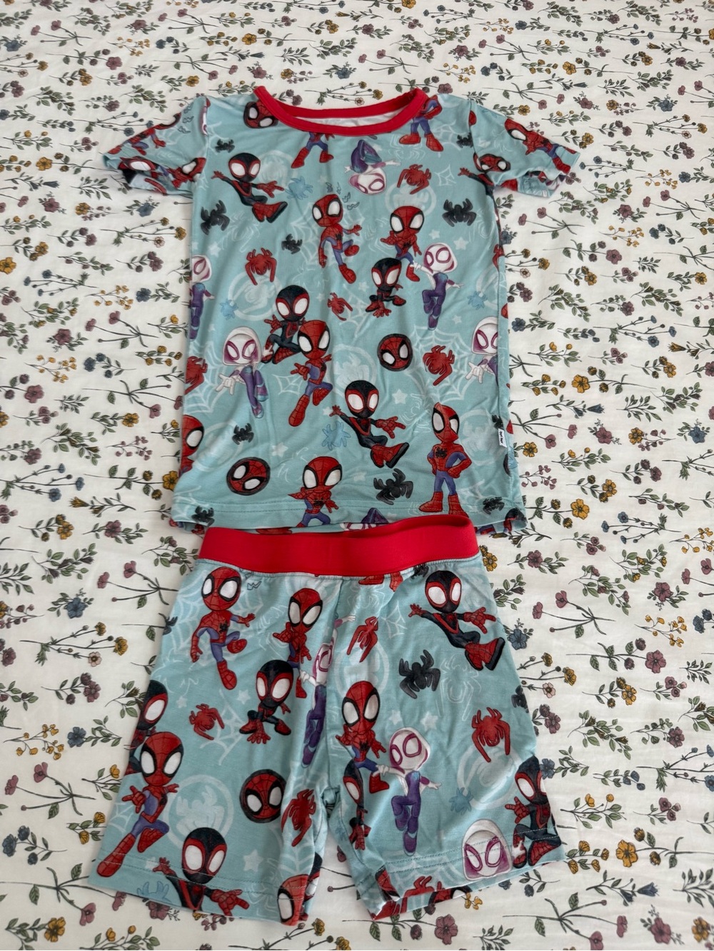 Little sleepies spidey shorts set